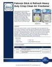 Febreze Stick & Refresh - Heavy Duty Crisp Clean Air Freshener - Product Information Sheet